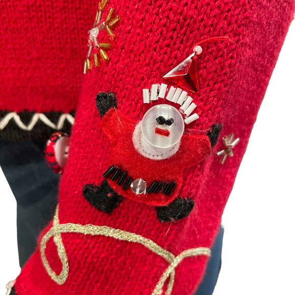 Vintage Beaded Patchwork Christmas Cardigan Sweater - Picture 11 of 14